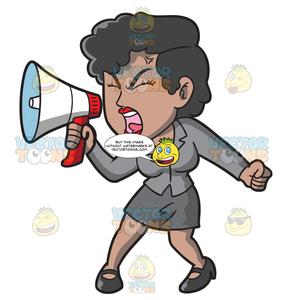 A Woman Yelling Something Into Her Megaphone