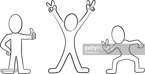 Cartoon people black and white Clipart Image