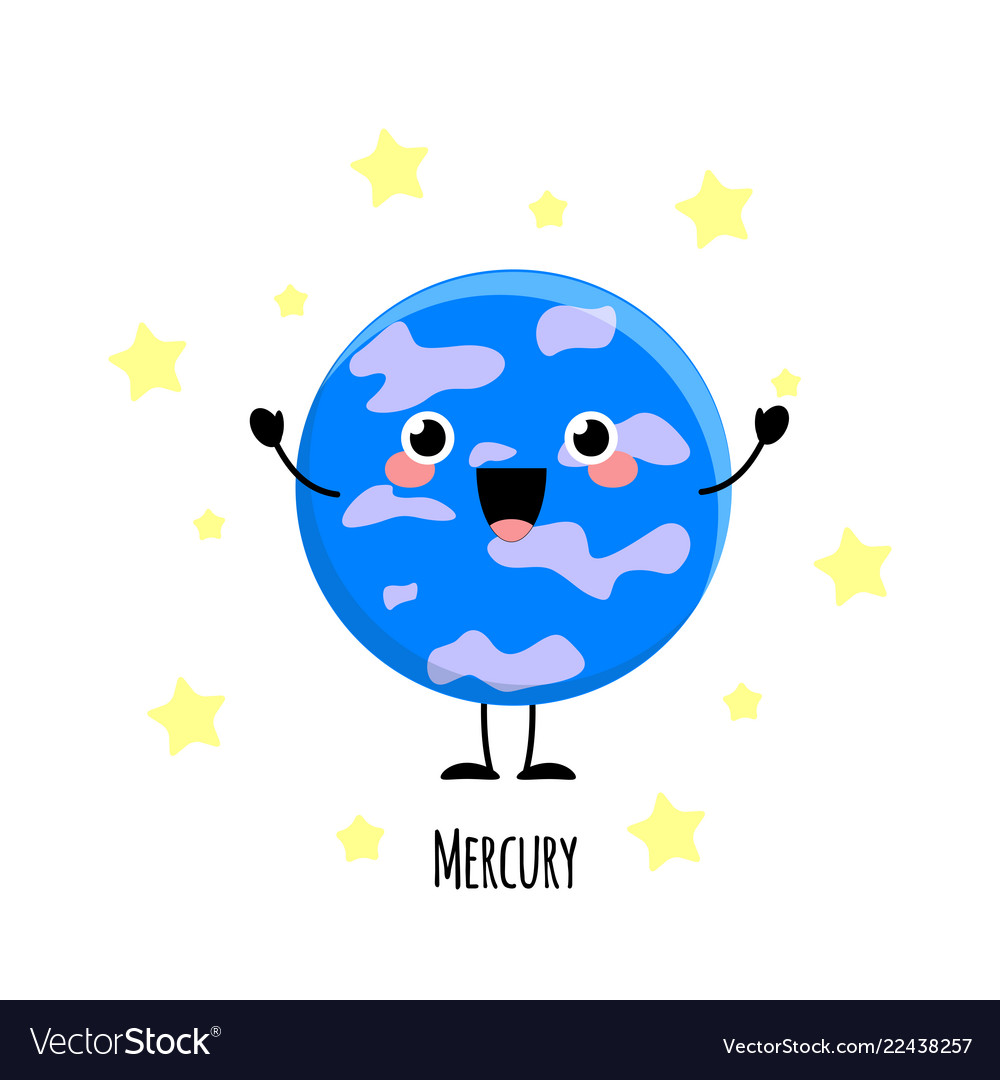 Cute mercury planet kawaii characters vect vector image