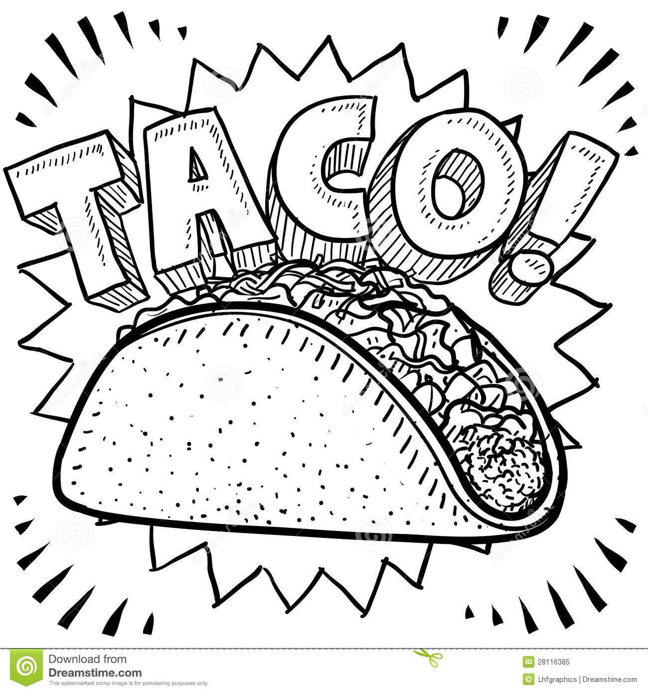 Mexican food clipart black and white