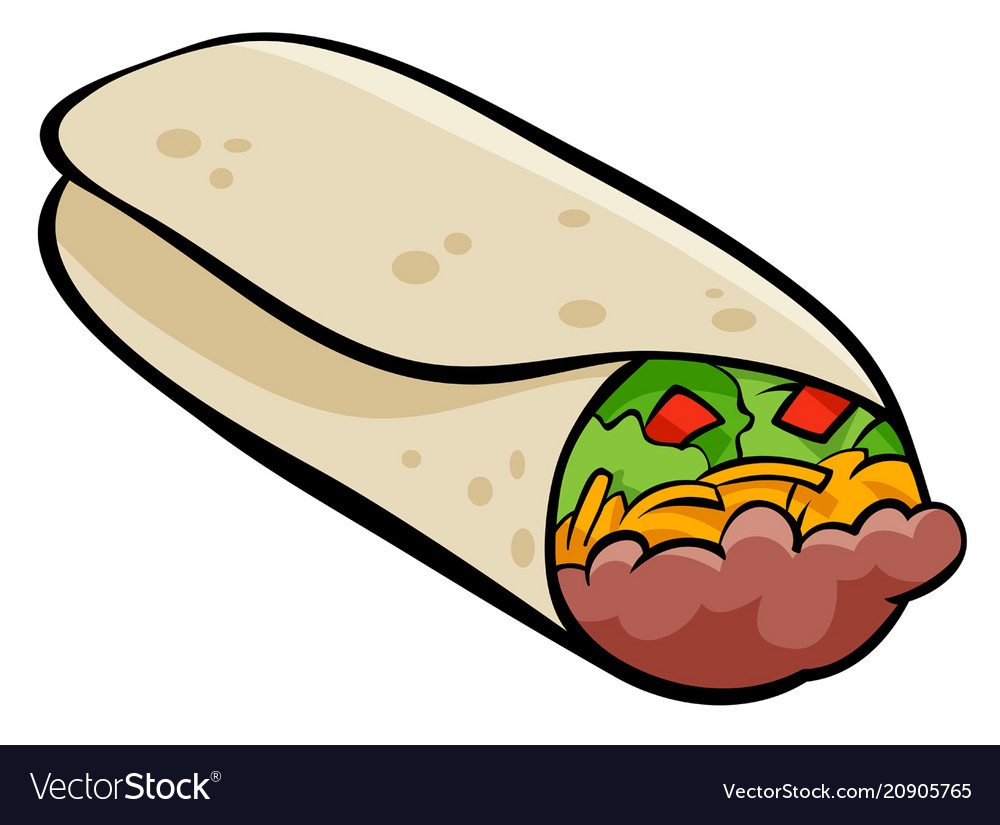 Mexican burrito tortilla cartoon vector image