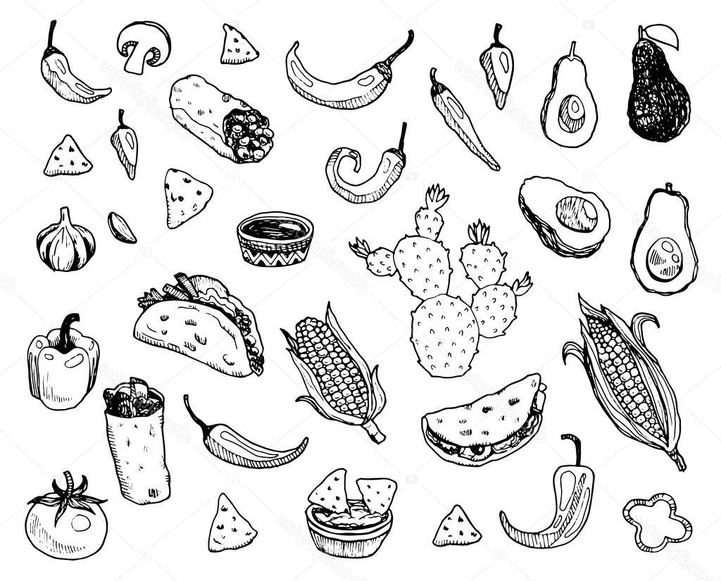 Mexican items draw.