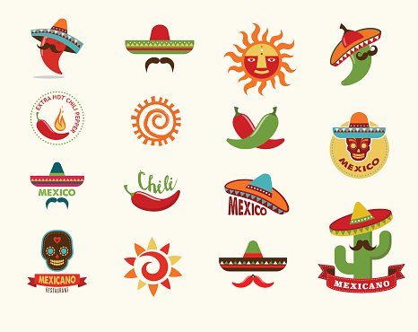 Mexican Food Icons, Menu Elements for Restaurant premium