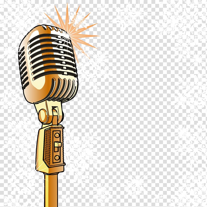 Gold microphone illustration, Microphone , Gold shining