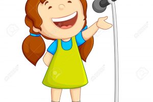 Kids singing with microphone clipart