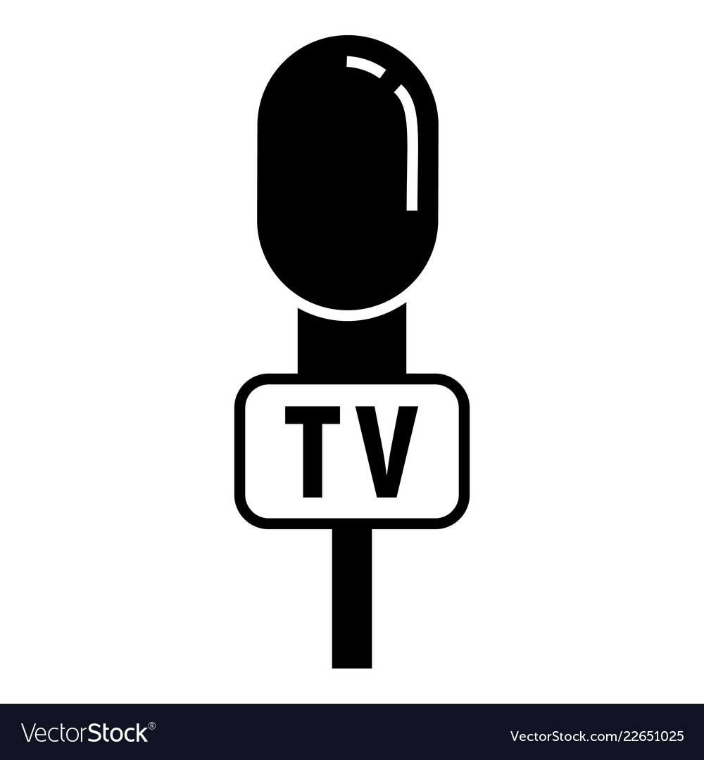 Tv reporter microphone icon simple style