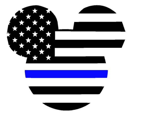 Mickey Mouse Thin Blue Line American Flag Vinyl Decal