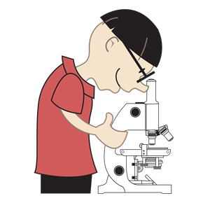 Kid with microscope.