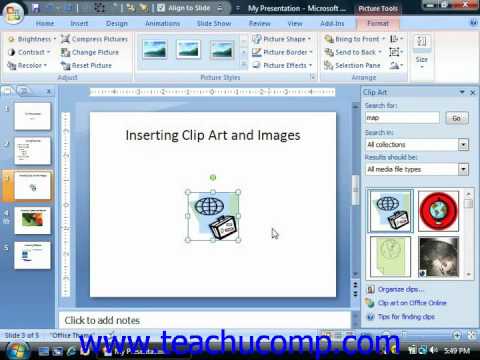 PowerPoint Tutorial Inserting Clip Art and Pictures Microsoft Training  Lesson