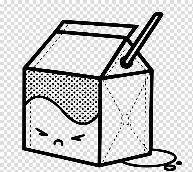 Cute, black milk carton emotion illustration transparent