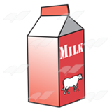 Red milk carton.
