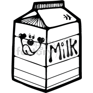Black and white smiley face milk box clipart