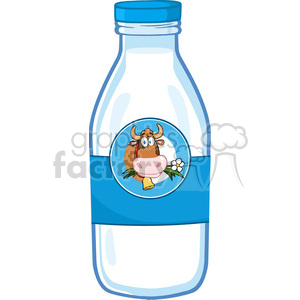 Royalty Free RF Clipart Illustration Milk Bottle With Cartoon Cow Head  Label clipart