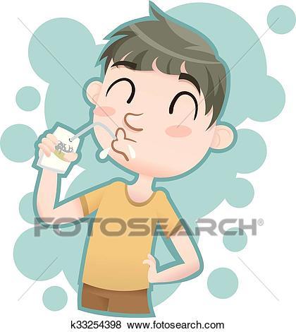 Boy drinking milk clipart