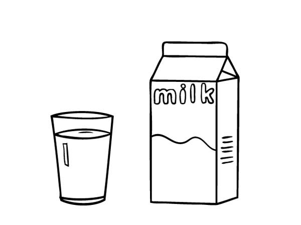 A Glass of Milk and Milk Carton Coloring Page