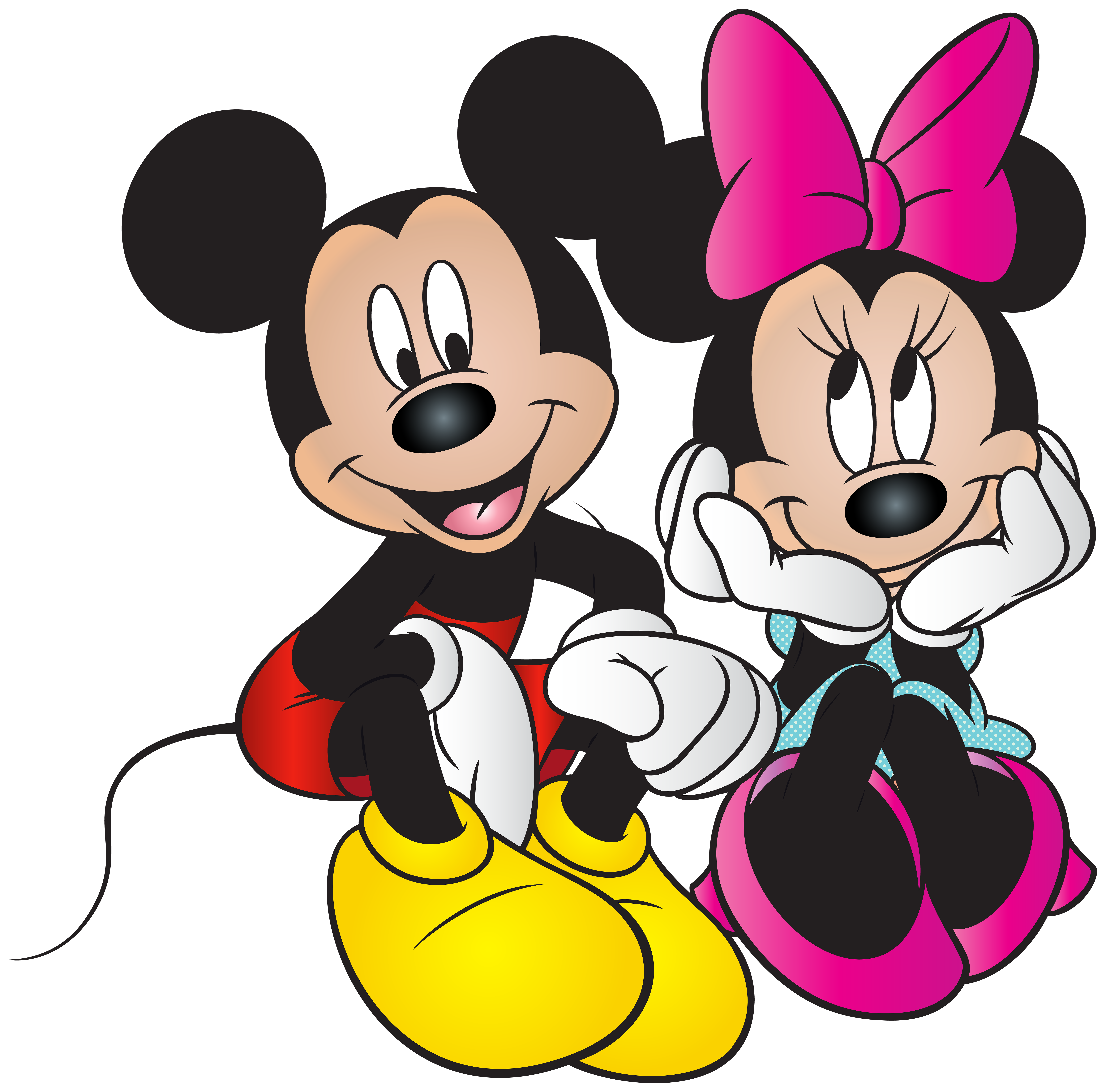 Mickey and Minnie Mouse Free PNG Clip Art Image