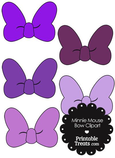 Minnie Mouse Bow Clipart in Shades of Purple from