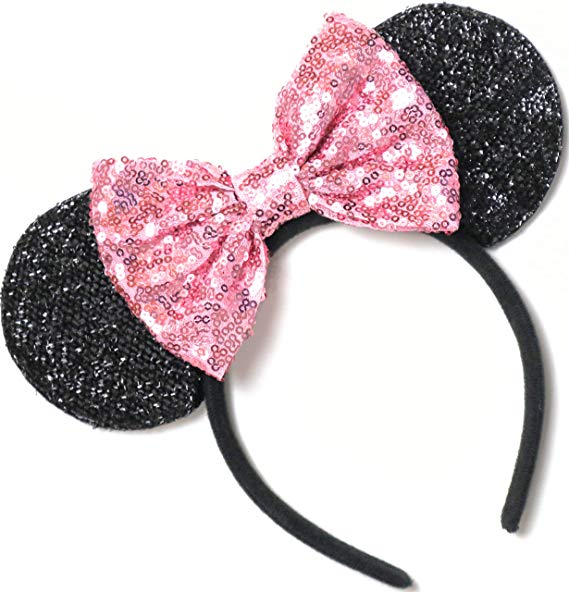 CLGIFT Pink Mickey Ears, Rainbow Minnie Mouse Ears, Sparkly Minnie Ears,  Mouse Ears, Electrical Parade Ears,