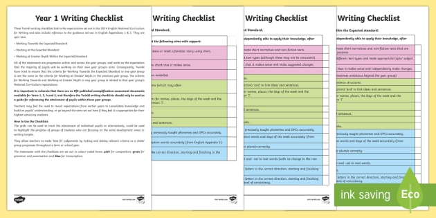 Year writing checklist.