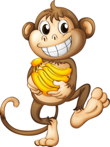 Happy Monkey With Bananas