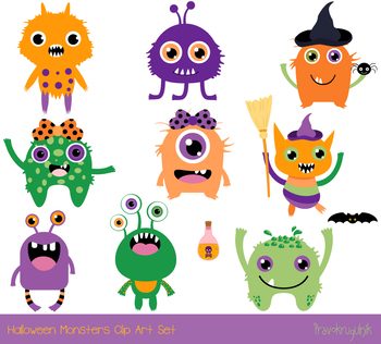 Cute halloween monsters.