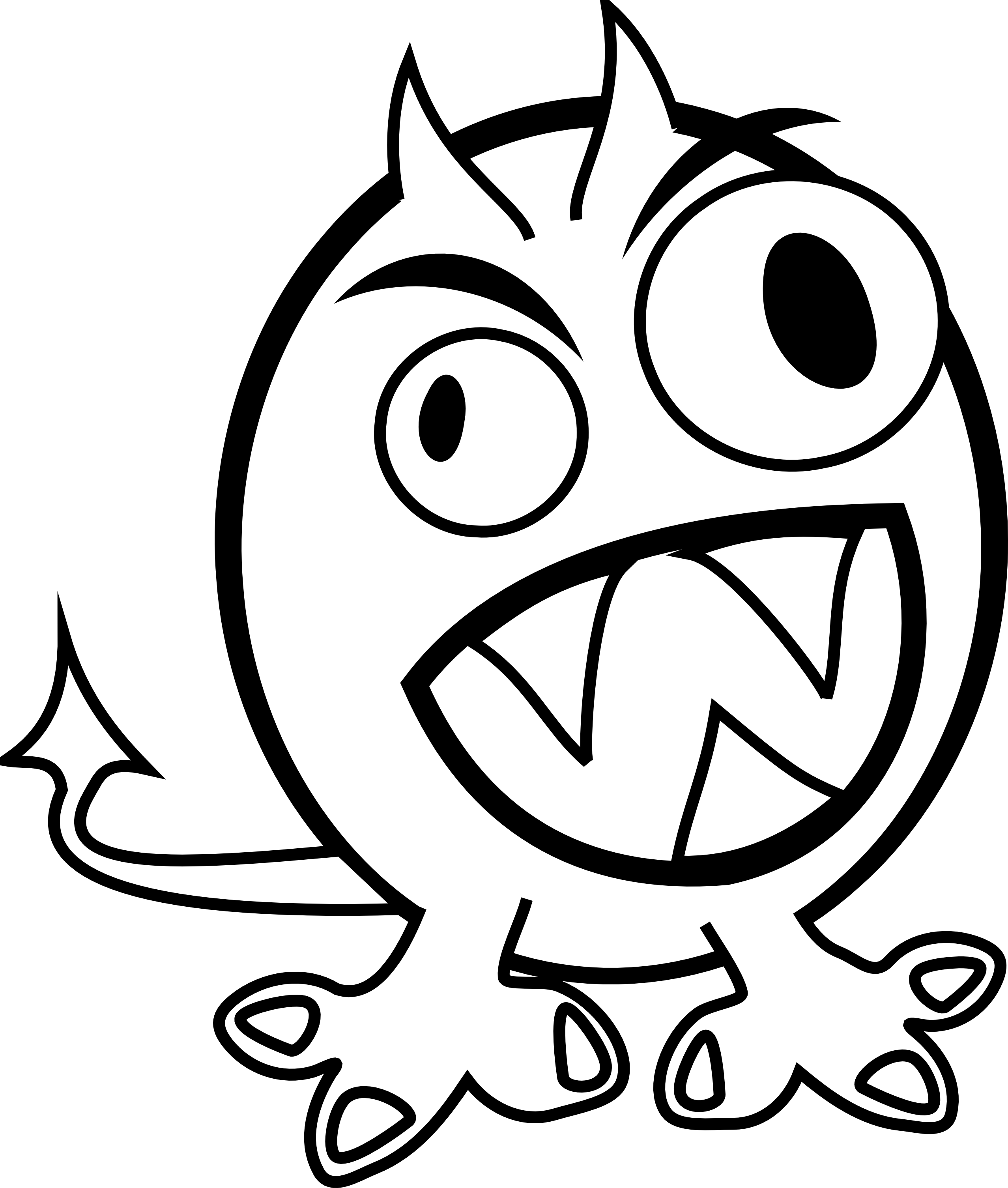 Free Cute Monster Clipart Black And White, Download Free