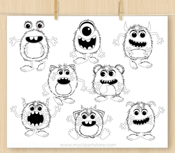 Fluffy monsters clipart.