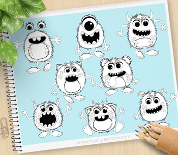 Fluffy monsters clipart.