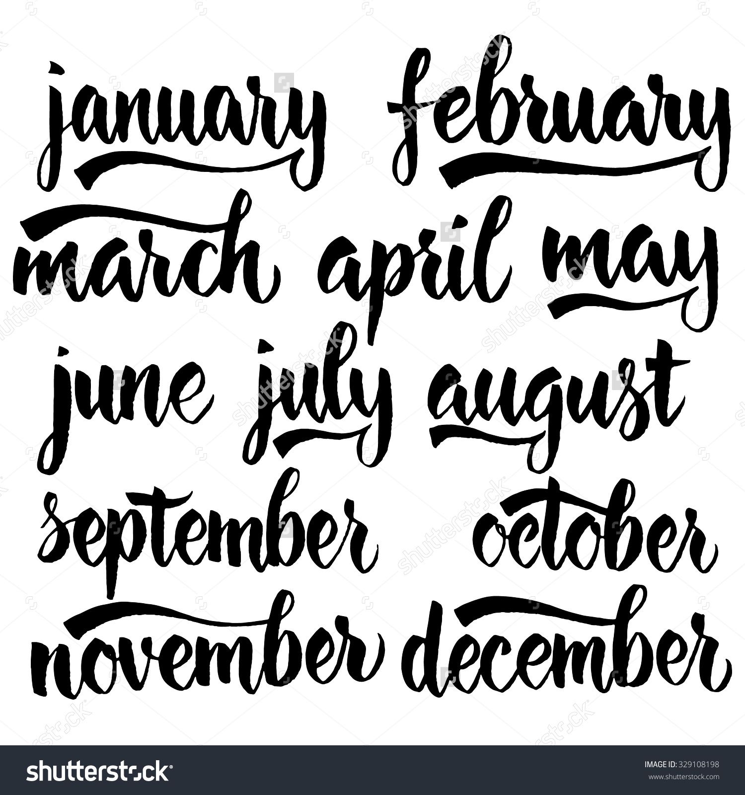 months of the year clipart calligraphy