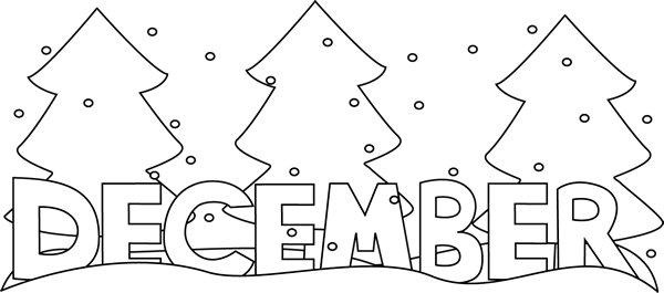 Black and White Month of December Snow Clip Art