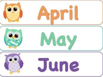 months of the year clipart owl