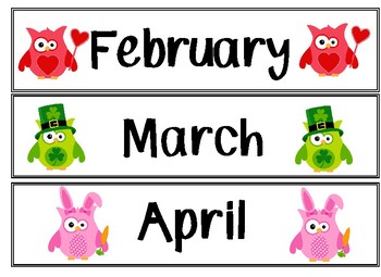 months of the year clipart owl