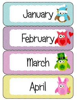 Months of the Year Owl Theme
