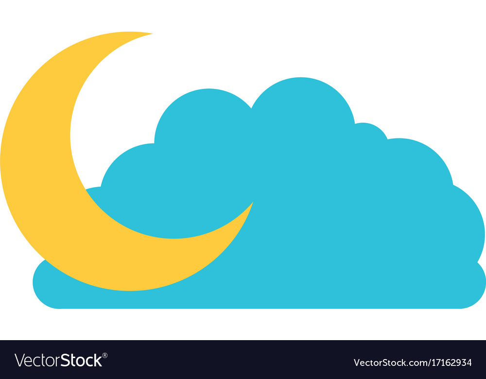 Cloud and crescent moon colorful silhouette
