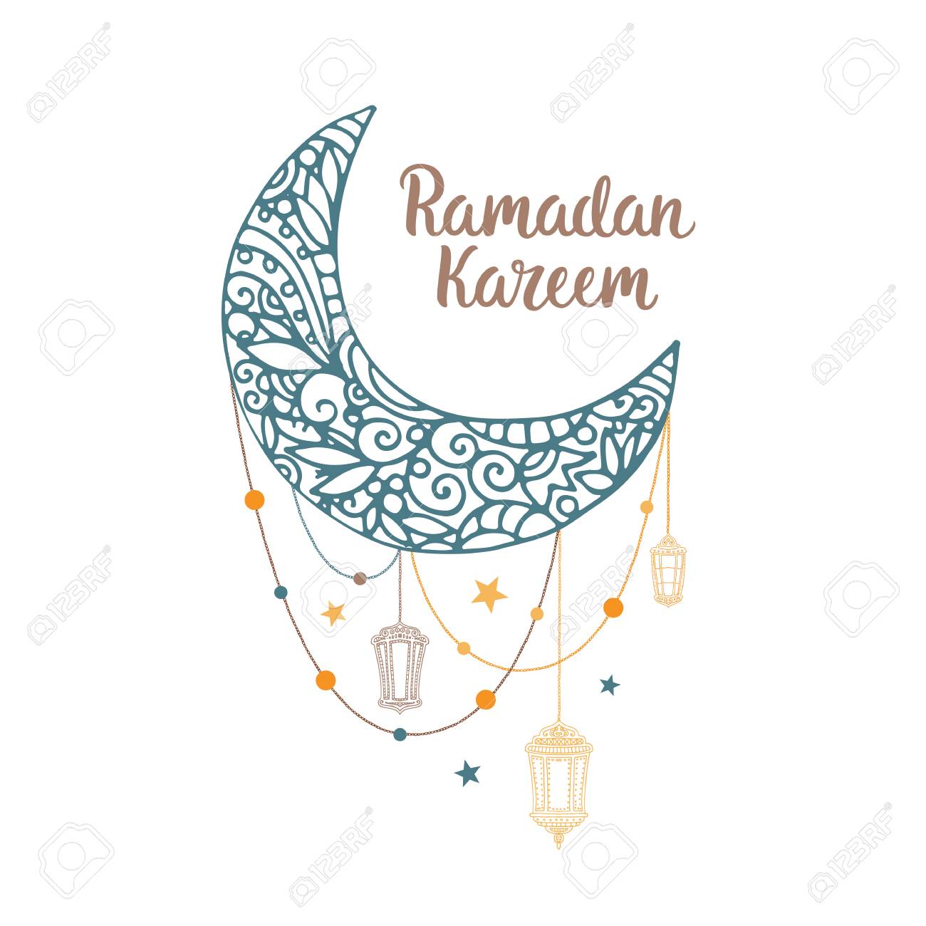 Drawn moon ramadan.