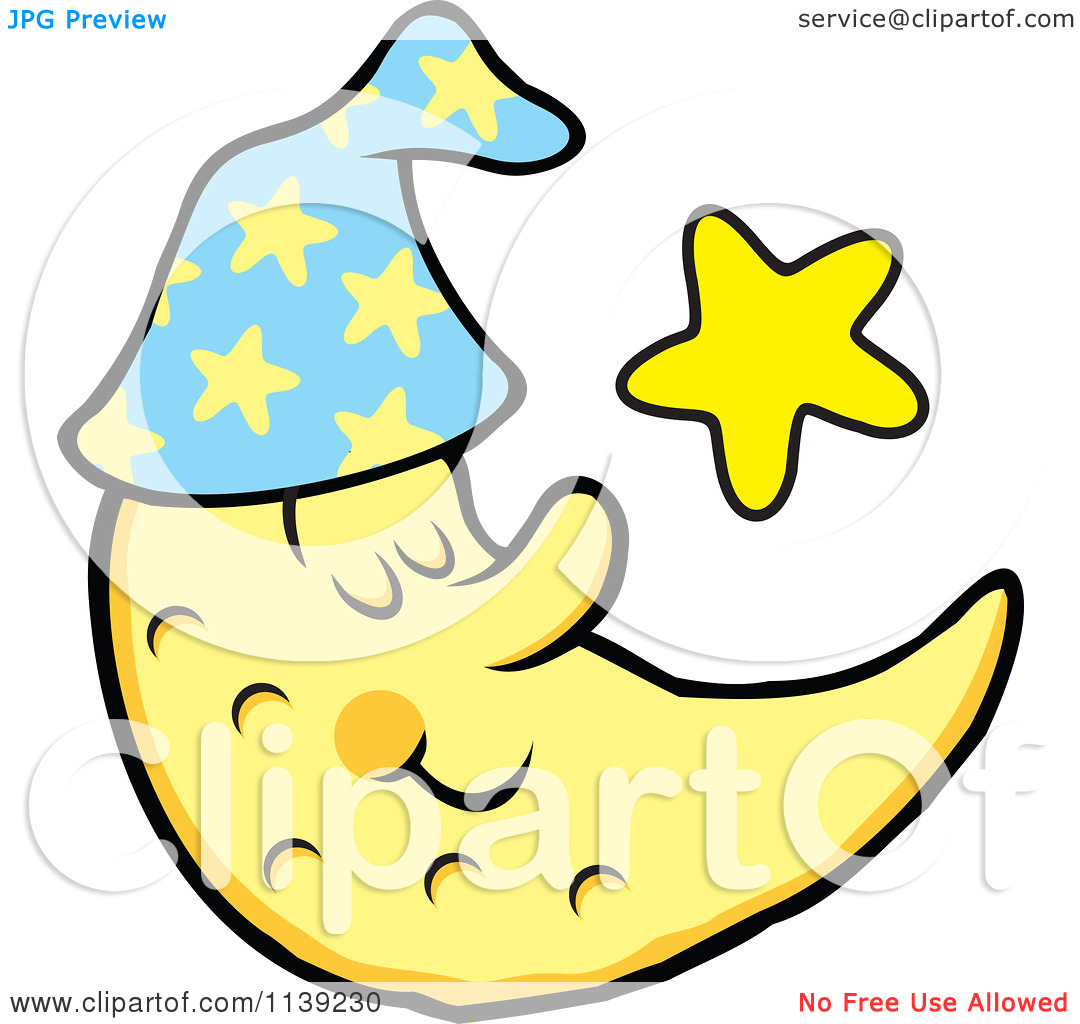 Sleeping Moon Clipart Black And White