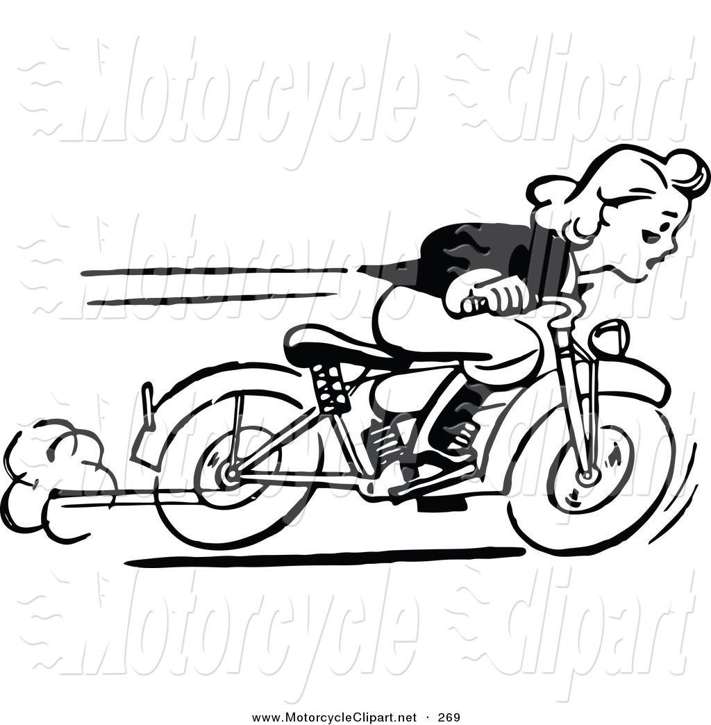 Vintage Motorcycle Clipart Black And White Background