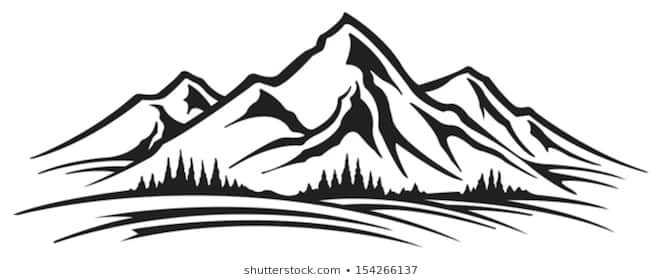 Clipart black and white mountain