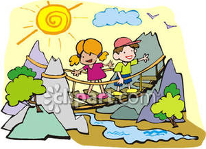 A Boy and a Girl In the Mountains, Crossing a Bridge Over a