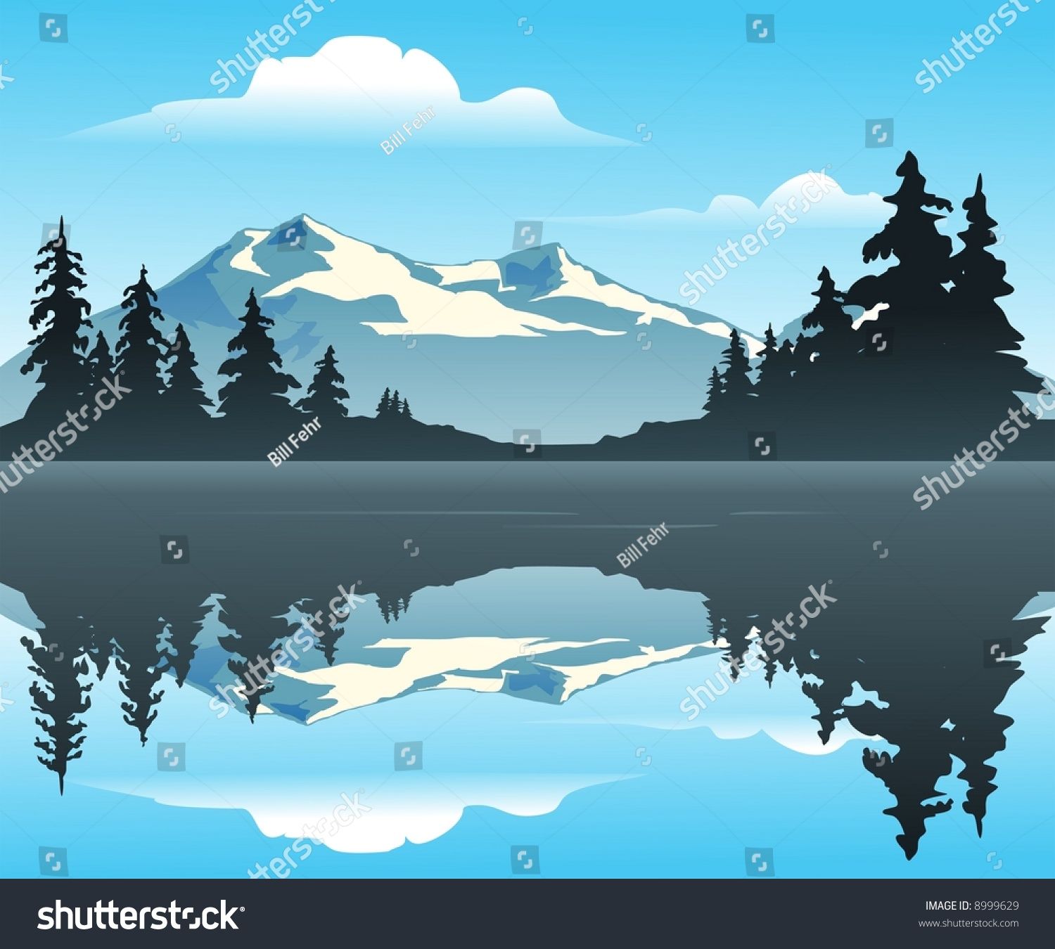 Lake mountain silhouette.
