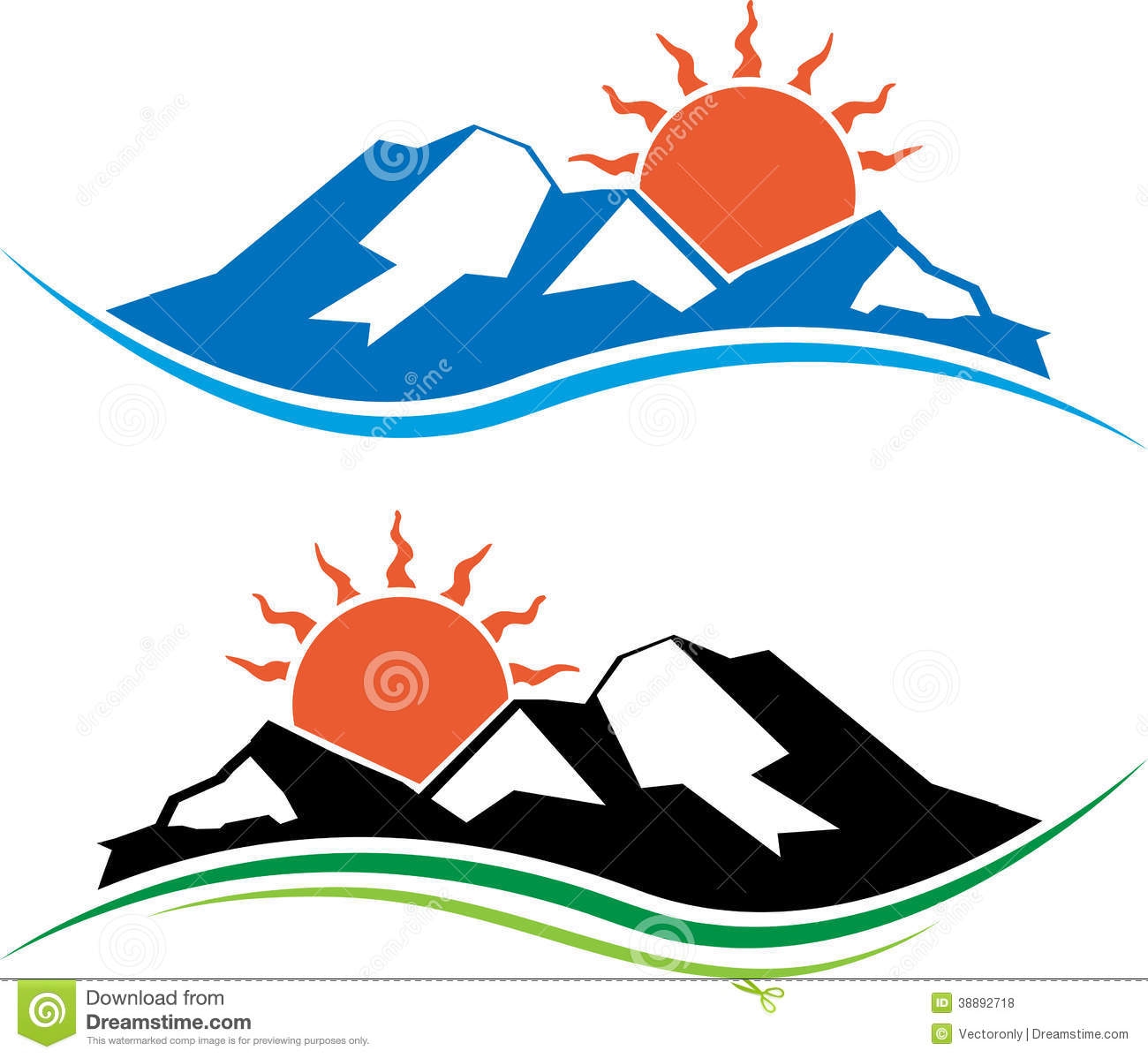 Mountain And Sun Clipart