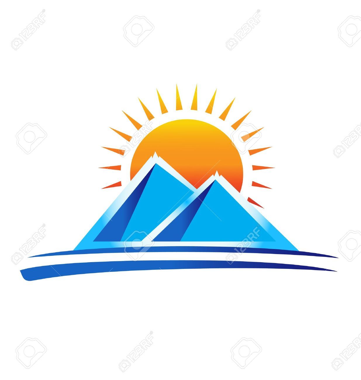 Mountain with sun clipart