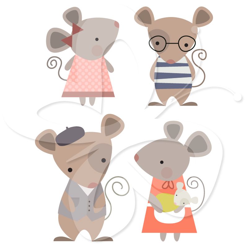 A cute Mouse Family clip art clipart set by Creative Clip