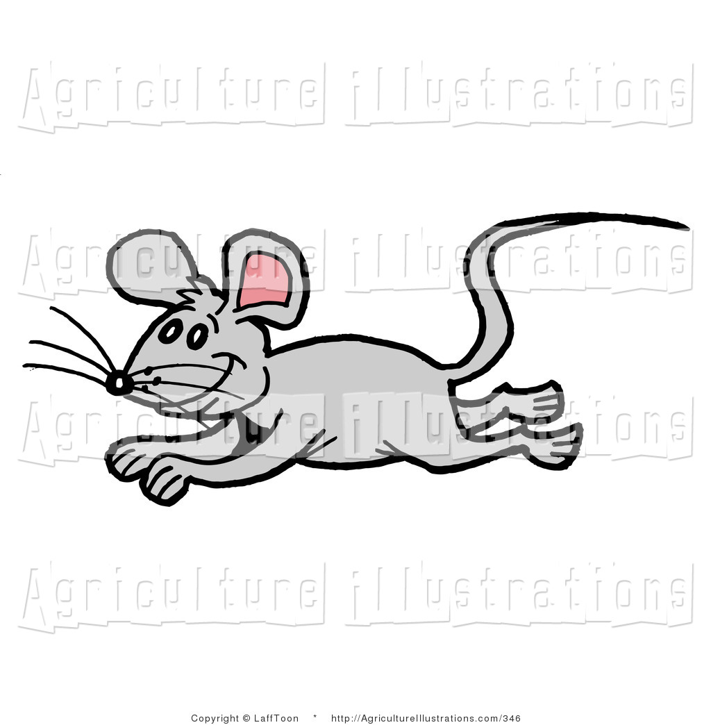 Agriculture Clipart of a Happy Gray Mouse Running and