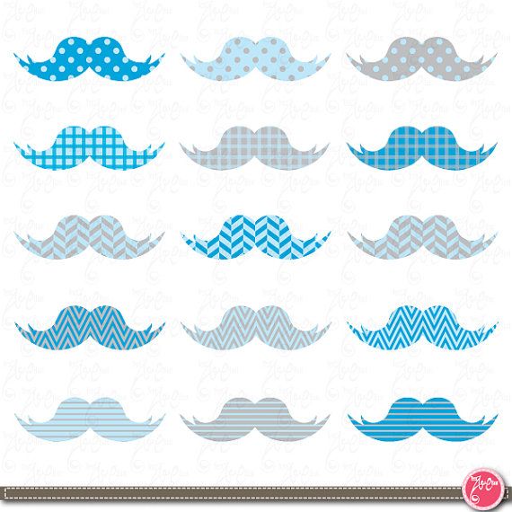 Mustaches Clip Art , Blue Mustaches, Baby Mustaches perfect