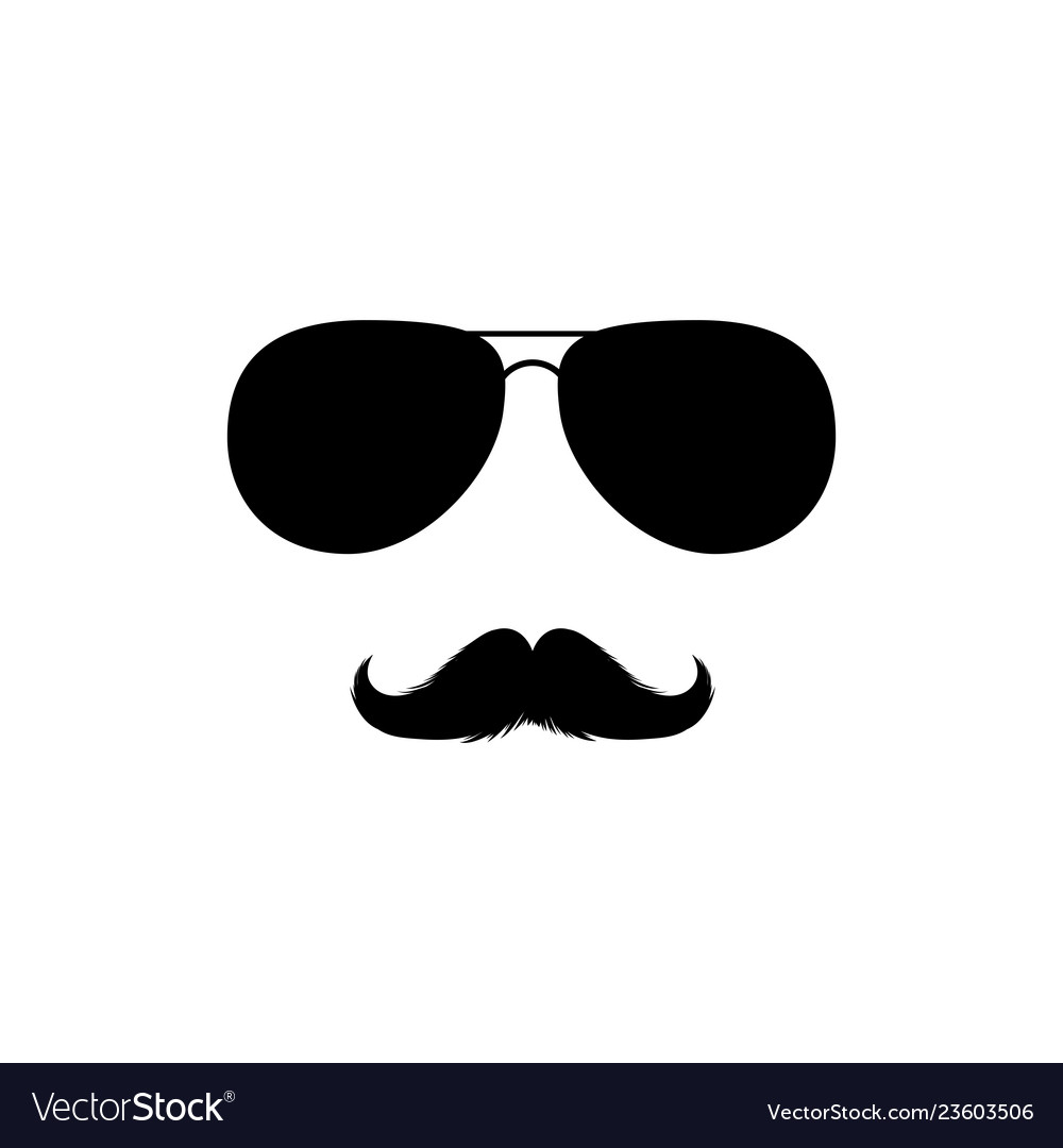 Moustaches and sunglasses clipart black isolated