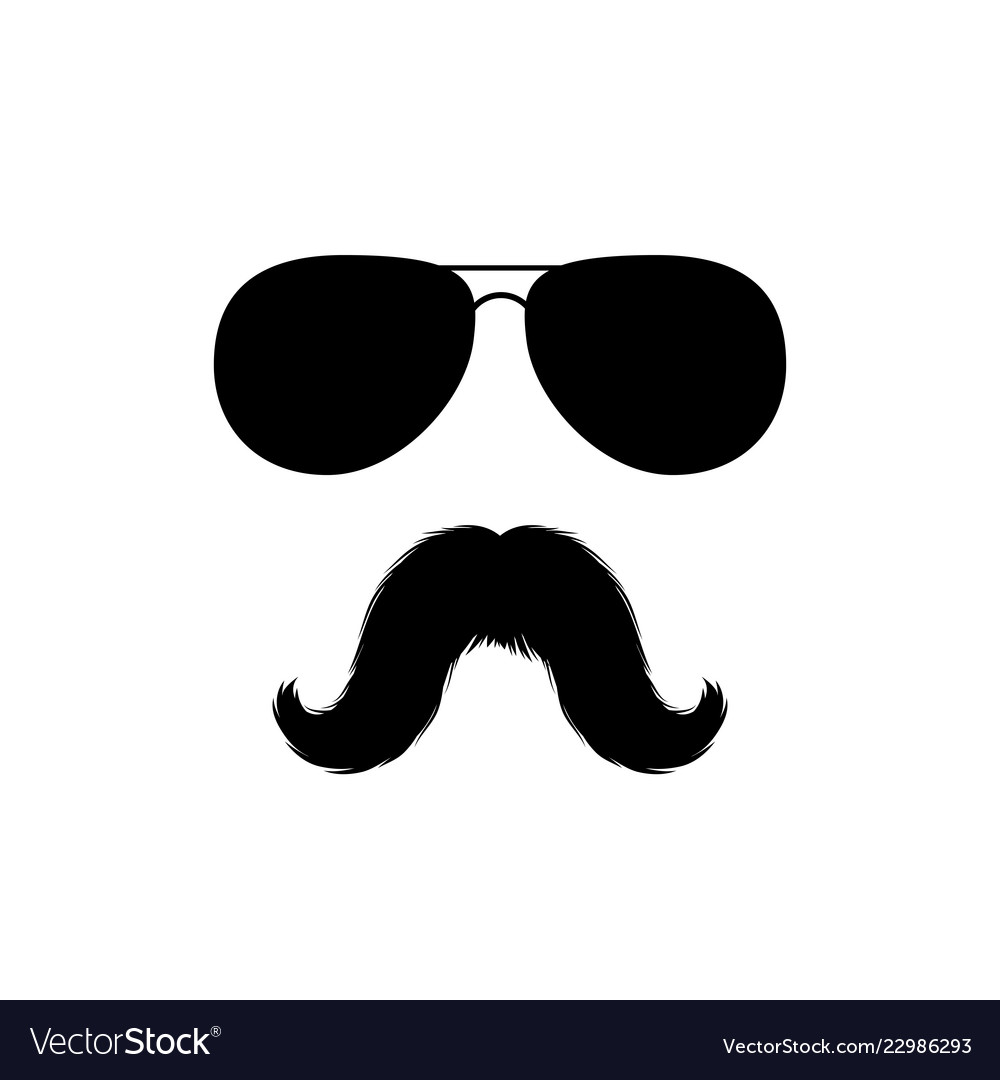 Moustaches and sunglasses face clipart black