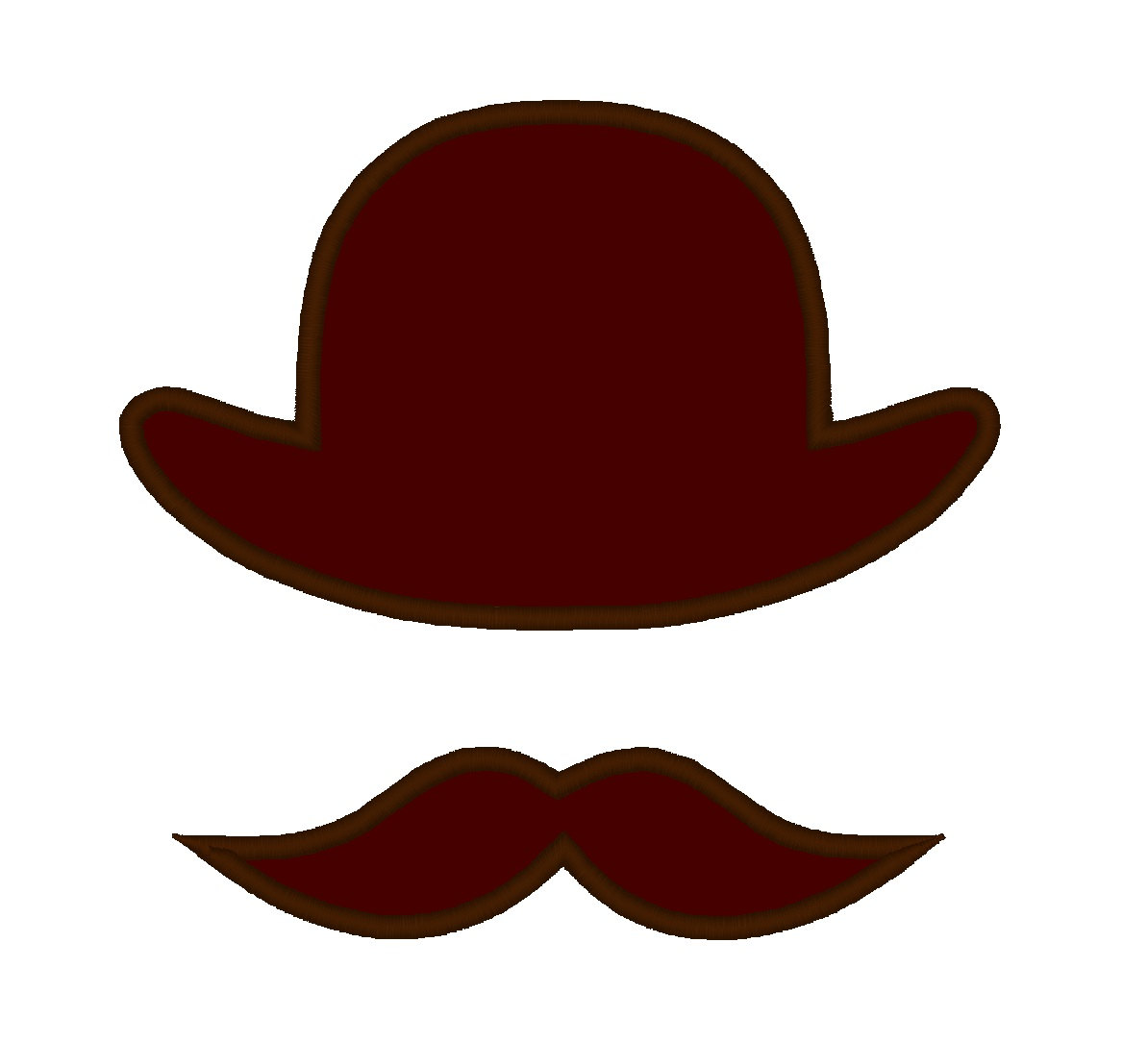 Bowler Hat Moustache Mustache APPLIQUE
