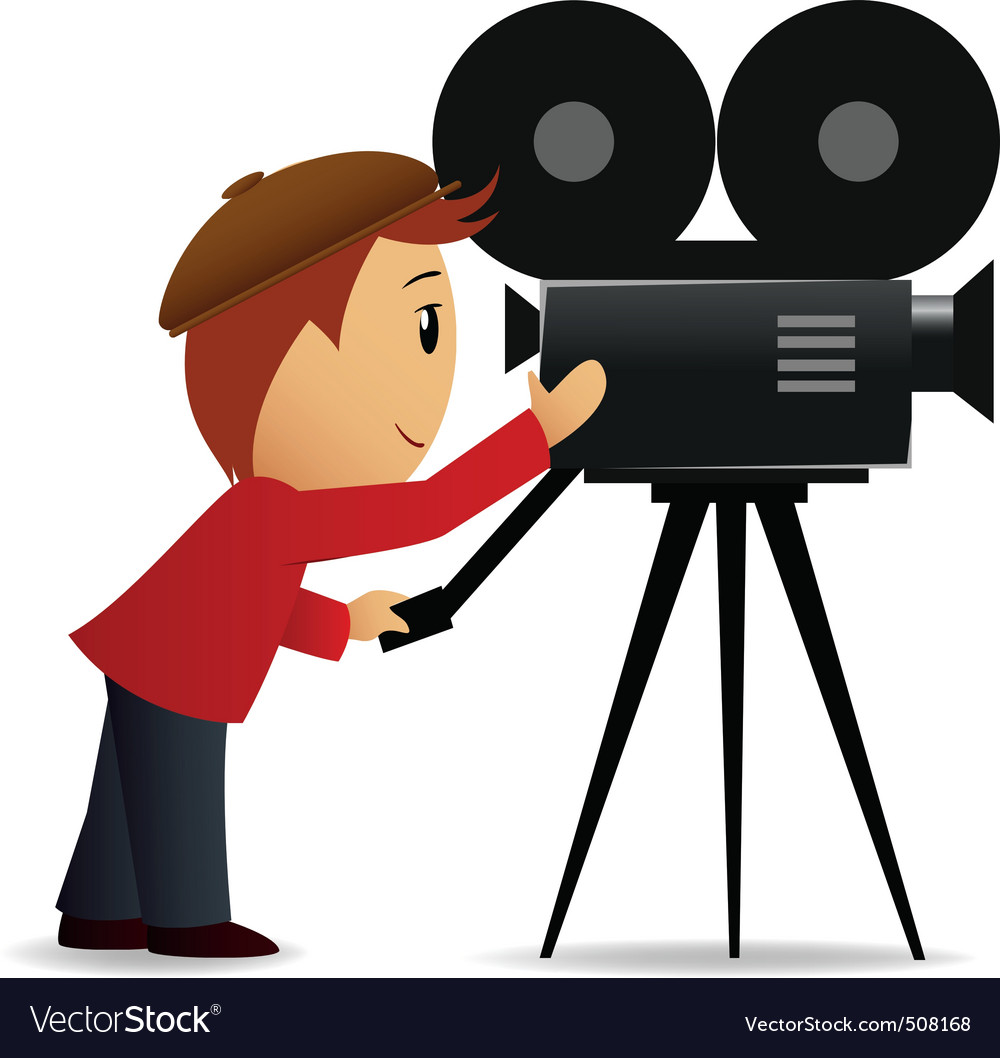 Cartoon man with movie camera