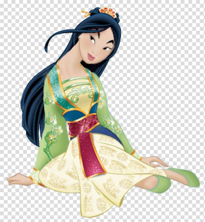 Disney Mulan character wearing green dress illustration, Fa